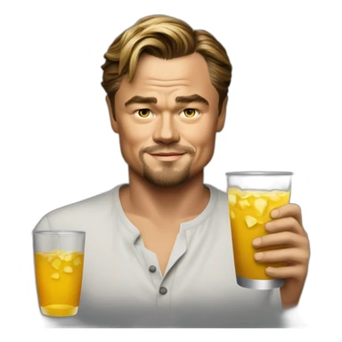 Leonardo DiCaprio with drink sticker