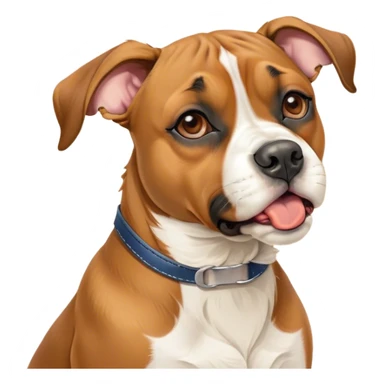 Cinematic Cute Yawning Fawn Boxer Dog Portrait Emoji, Head tilted slightly with a dramatic, wide-open yawn, showcasing a short fawn coat with a crisp white muzzle and chest, floppy ears slightly drooping, round brown eyes barely open in drowsy contentment, Simplified yet irresistibly adorable features, highly detailed, glowing with a soft, cozy glow, high shine, relaxed yet expressive, stylized with a touch of whimsy, bright and endearing, soft glowing outline, capturing the essence of a sleepy yet affectionate guardian, so drowsy it feels like it could stretch right out of the screen and curl up for a nap! sticker