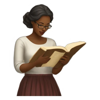 a woman studies old church books sticker