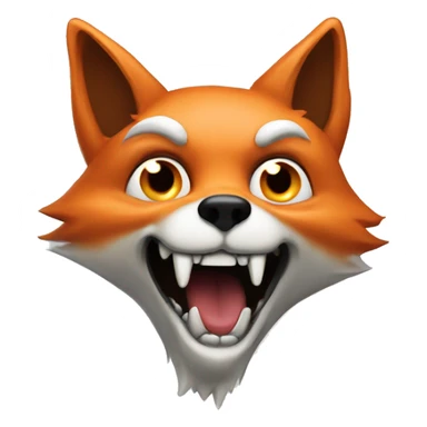 A fox with skulk face , behind there is a ghost sticker