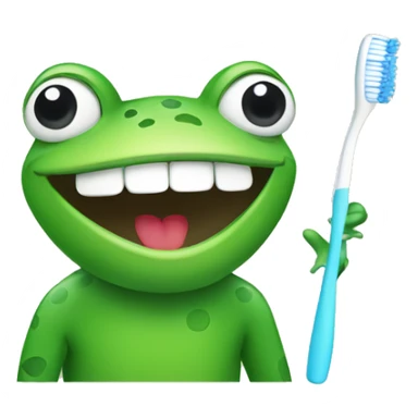 frog with a toothbrush sticker