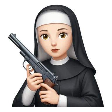 stylish nun holding a gun sticker