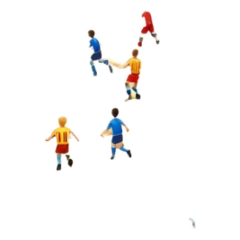 A mini-football match in an indoor sports hall with wooden flooring and clear field markings. The scene shows a vibrant game in action, with players positioned on the court, the goalposts visible, and the atmosphere filled with energy and focus. sticker