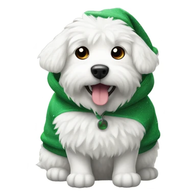 white fluffy dog wearing a christmas hoodie sticker