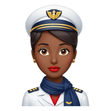 indian flight attendant with navy scarf red lips sticker