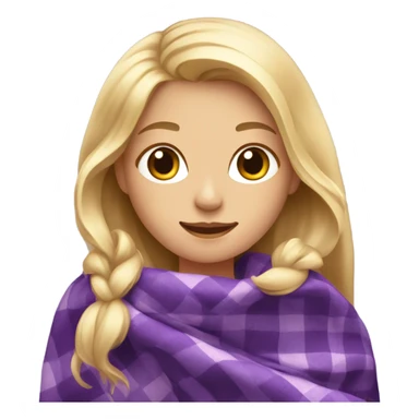 Purple clean blonde girl folded plaid blanket sticker