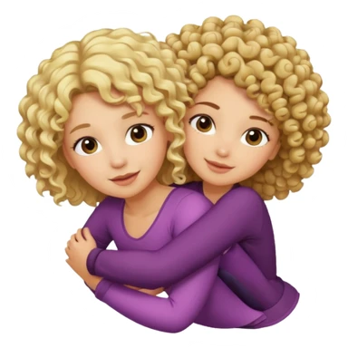 A blonde girl piggybacking on top of her curly-haired brunette friend sticker