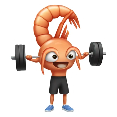 a shrimp lifting weights sticker