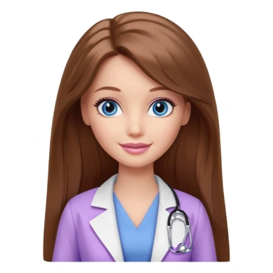 beautiful barbie girl with long brown hair, blue eyes and wearing light purple clothes watching doctor who sticker