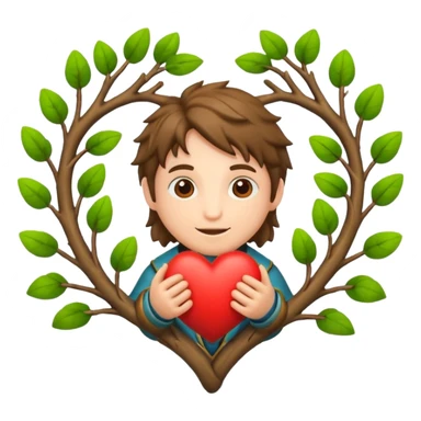 nature bard character heart sign with branches sticker