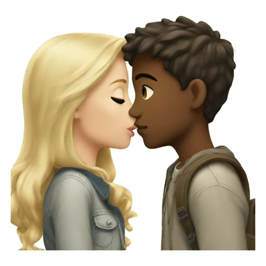 blonde girl kissing brunette boy outdoors sticker