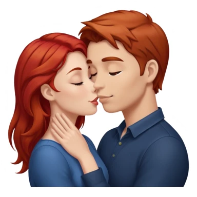kissy face between brown hair man and redhead woman sticker