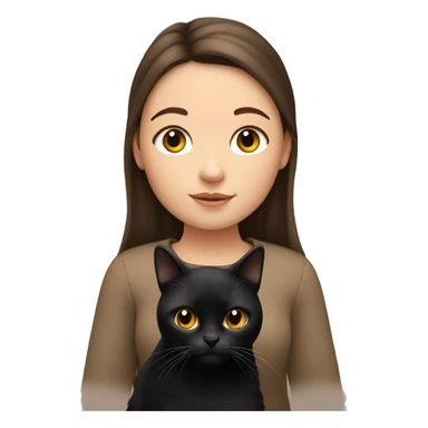 Chubby brown hair girl holding a black cat sticker