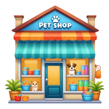 pet shop storefront with pet supplies sticker