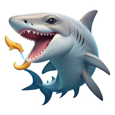 Cinematic Cute Yawning Hammerhead Shark Portrait Emoji, Head tilted slightly with a dramatic, wide-open yawn, showcasing its unique hammer-shaped head with relaxed, drooping fins and sleepy, half-closed eyes, Simplified yet irresistibly adorable features, highly detailed, glowing with a soft, cozy oceanic glow, high shine, relaxed yet expressive, stylized with a hint of whimsical aquatic ease, soft glowing outline, capturing the essence of a drowsy yet affectionate hammerhead that appears ready to stretch and yawn its way out of the screen! sticker