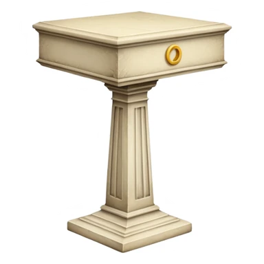 Greek whiteish yellow old ish pedestal that’s not too long a bit short. Only 1 pedestal. The top shoouldnt be that big. Make it forward view not birds view sticker