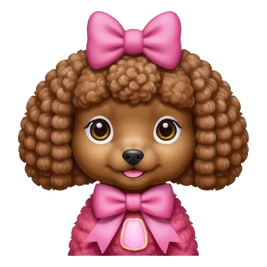 Brown toy poodle with pink bow sticker