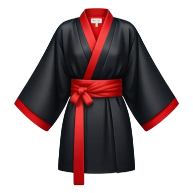 Creat a black kimono with a half white half red belt sticker