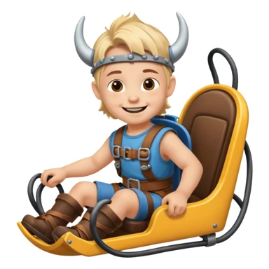 Icone un viking enfant qui sourie et qui est dans un roller coaster  sticker