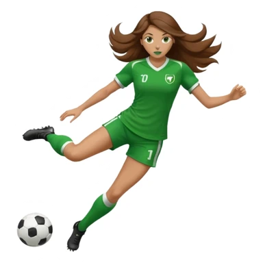 Long Haired Football Players, Female player, green cloth, full body kick ball sticker