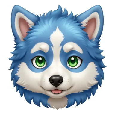 Cute Husky puppy, blue curly hair, green/brown eyes sticker