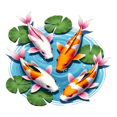 romantic koi and lotus pond sticker