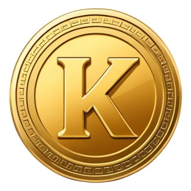 Kaspa cryptocurrency coin with the letter K logo sticker