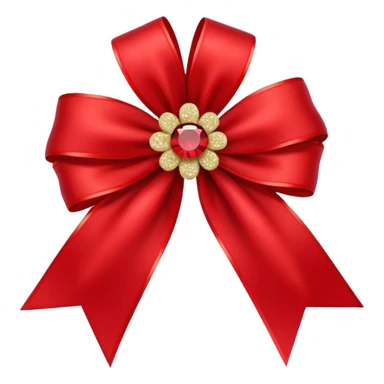 red flower bow with glitter sticker