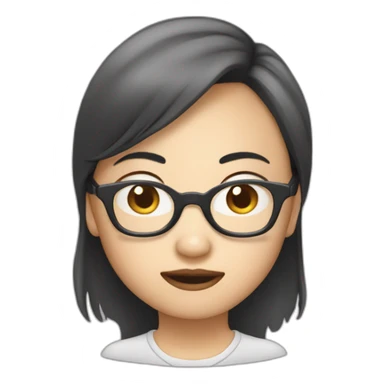 Asian girl with glasses hates cheese sticker