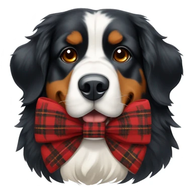 Bernese mountain dog with red plaid bow sticker