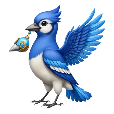 A bluejay bombadier, bandolier of grenades, side profile, feet included  sticker