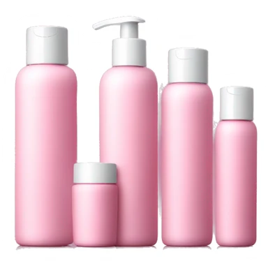 set of 4 pink skin care bottles of various heights sticker