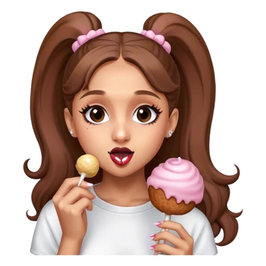 Ariana Grande eating a cake pop sticker