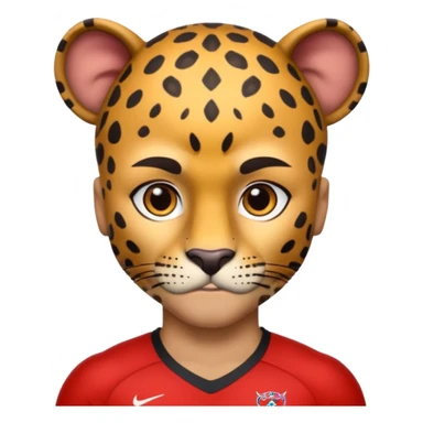 Footballer with a leopard head sticker