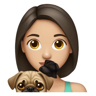 Brunette girl with a Pug  sticker