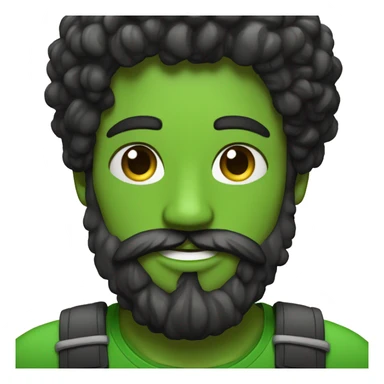 Homme cheuveu boucle et barbe noir  aux yeux vert avec une barbe qui fait un bisous avec un coeur sticker