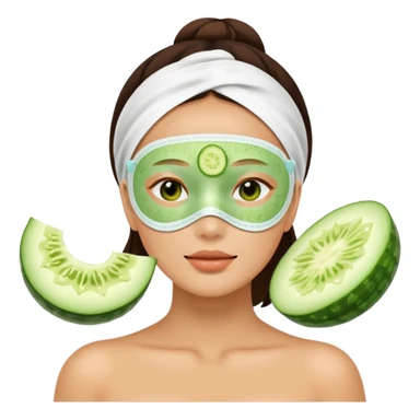 Lady with face mask spa  relaxing cucumber slices on eyes sticker