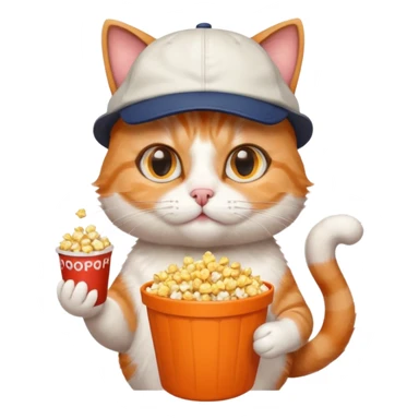cat with with rapper popcorn with opticals sticker