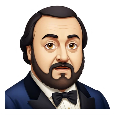 Cinematic Realistic Luciano Pavarotti Portrait Emoji, depicted as a charismatic operatic tenor with expressive eyes and commanding stage presence, rendered with rich elegant textures and warm theatrical lighting that captures his timeless vocal brilliance. sticker