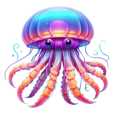 Neon glowing jellyfish-crab-squi sticker
