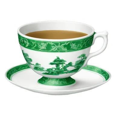 Green and white chinoiserie teacup sticker