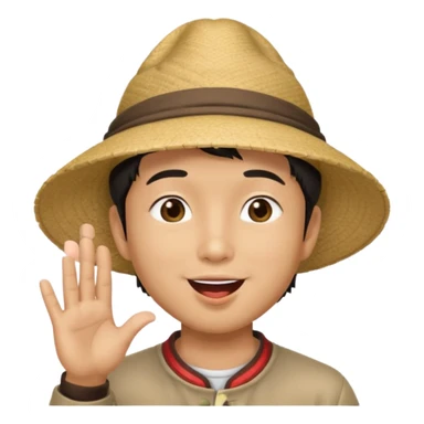 asian man in asian hat blowing a kiss sticker