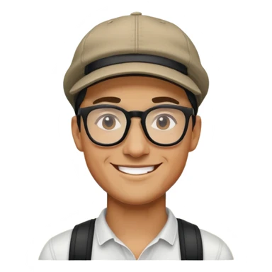 Man with black glasses  in cap smiling outdoors sticker