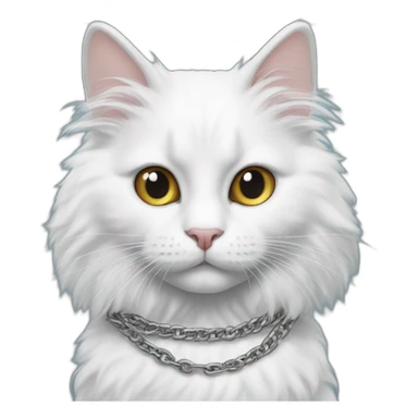 Black and white angora cat with « 93.4 » chain around the neck sticker