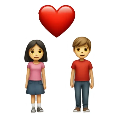 A red heart in which a boy and a girl are drawn sticker