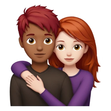 Red haired girl with dark brown hair boy romance sticker