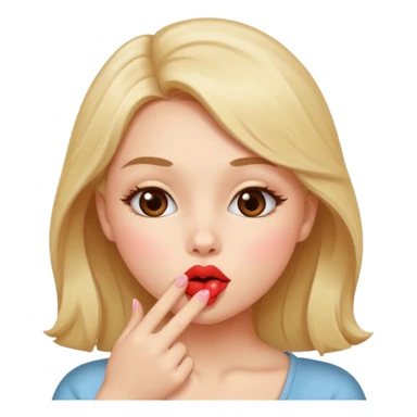 A cute circular blowing a smooch kiss and little bite on the lower lip sticker