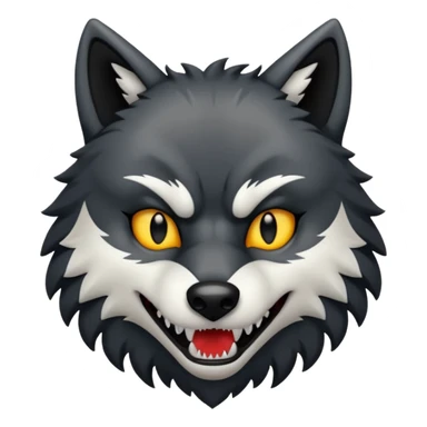 Black and white wolf face terror looking  shadow emoji sticker
