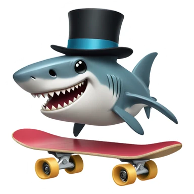 Shark wearing a top hat skateboarding  sticker
