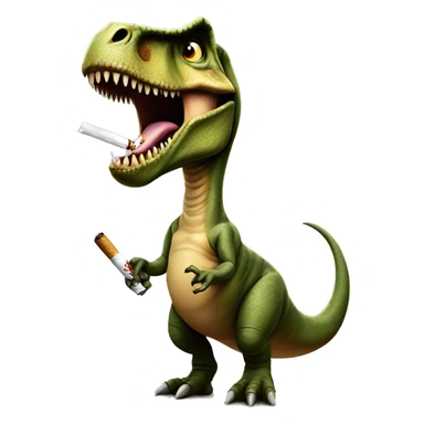 T rex smoking a cig sticker